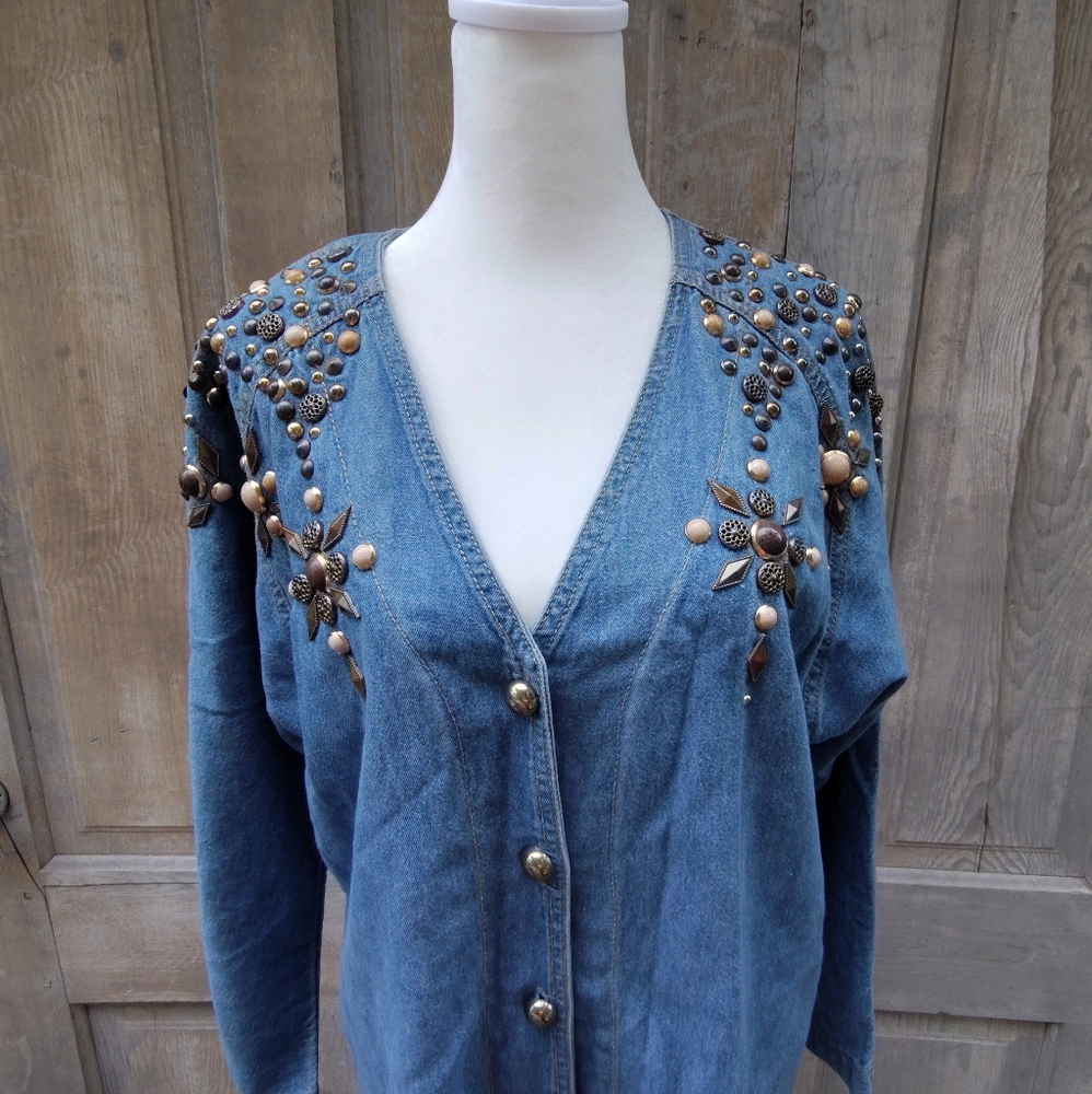 Vintage Embellished Denim Shirt